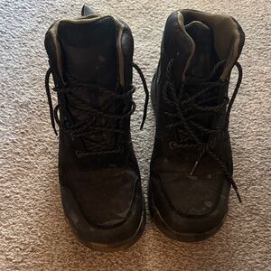 Men's Black Lace-Up Work Boots with Padded Collar Waterproof Viktos Size 11.5
